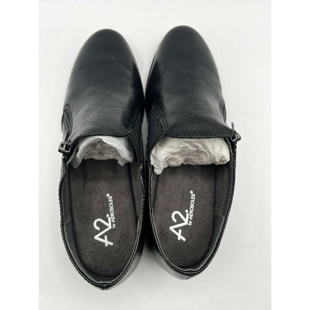 A2 by Aerosoles Women Black Slip On Loafers Size 5.5 Single Side Zip Comfort NIB